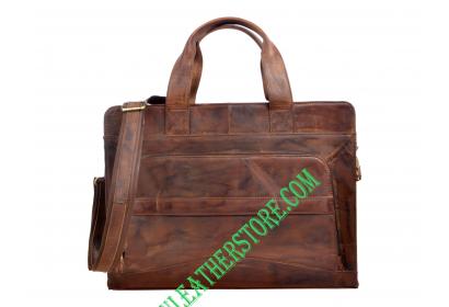 Men's Vintage Crazy Horse Genuine Grain Leather Messenger shoulder Bag Purse 